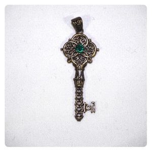 Silver key necklace charm